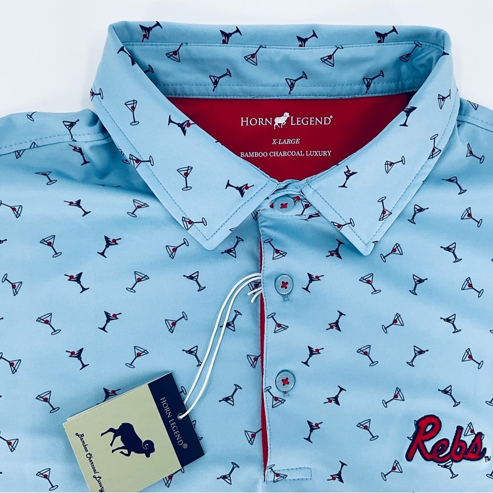 HYDR! Rare Horn Legend Powder Blue Ole Miss "Rebs" Manhattan Polo - XL - NWT